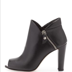 Stuart Weitzman Peep Toe Black Ankle Bootie 9 NWT